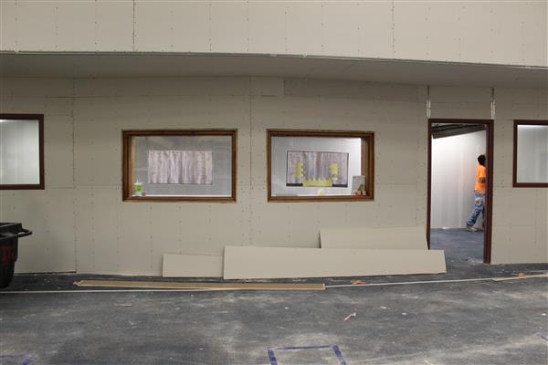 This was the band hall at one point. Now there will be offices.